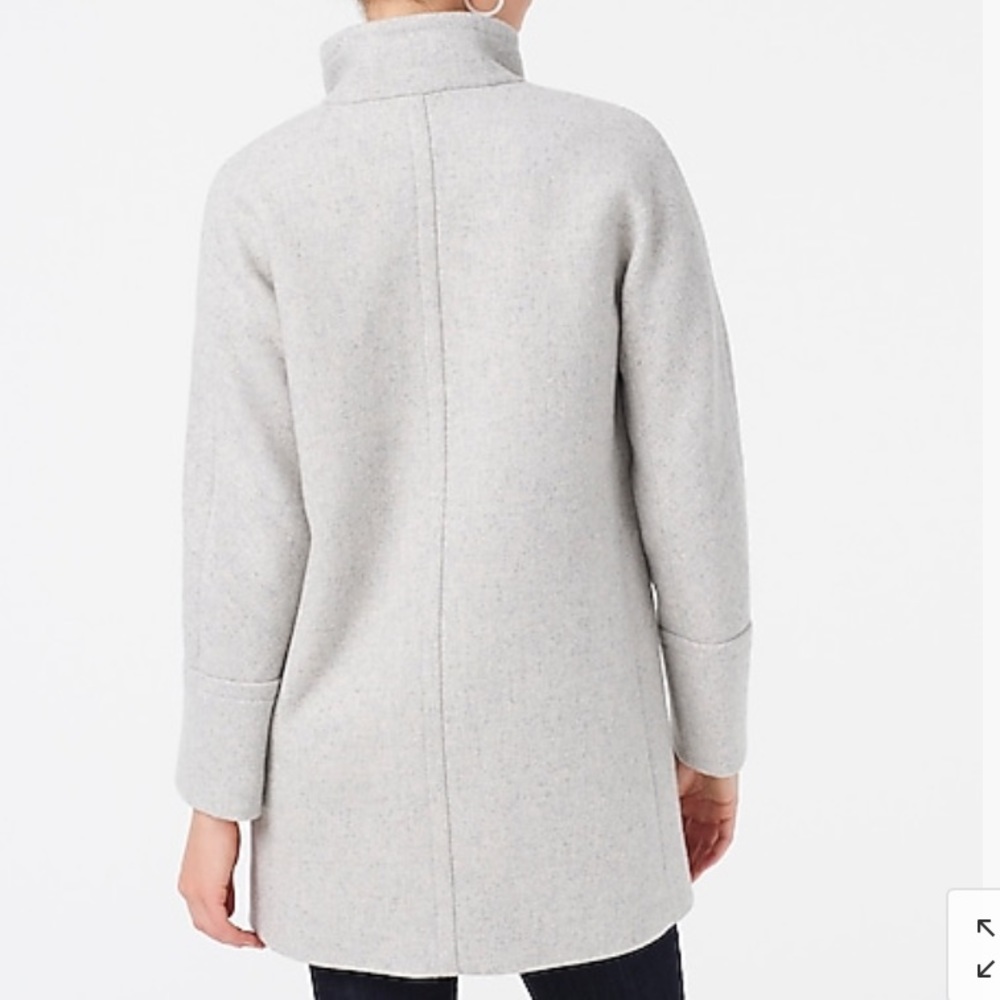 New! J Crew Heather Grey Stand Collar Wool Coat - Picture 4 of 15